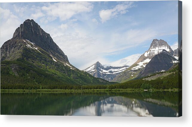 Swiftcurrent Mountain Acrylic Print featuring the photograph Grinnell, Swiftcurrent and Wilbur- We Three Mountains by Whispering Peaks Photography