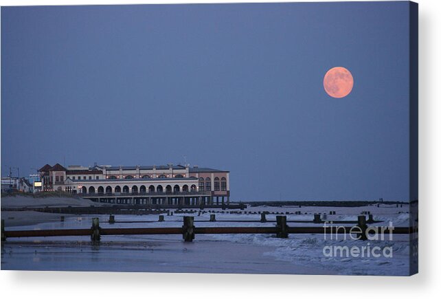 Ocean City Acrylic Print featuring the photograph Harvest moon by Kevin Haughey