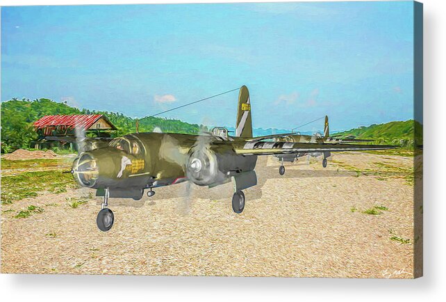 Martin B-26 Marauder Acrylic Print featuring the digital art Heaven's Above Startup - Oil by Tommy Anderson