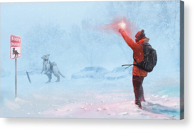 Tauntaun Acrylic Print featuring the digital art In Case Of Emergency by Steve Goad