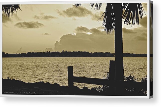 Sepia Acrylic Print featuring the photograph Indian River Sunset by Carol Bradley