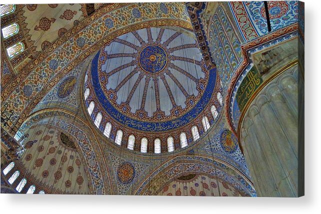 Blue Mosque Acrylic Print featuring the photograph Inside the Blue Mosque by Lisa Dunn