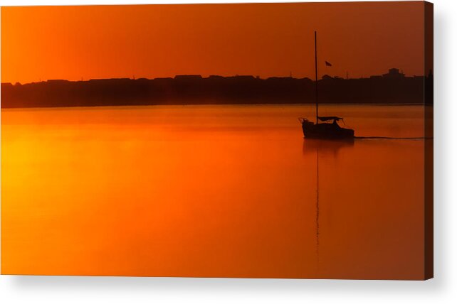 Sunrise Sailboats Acrylic Print featuring the photograph Into The Light by Karen Wiles