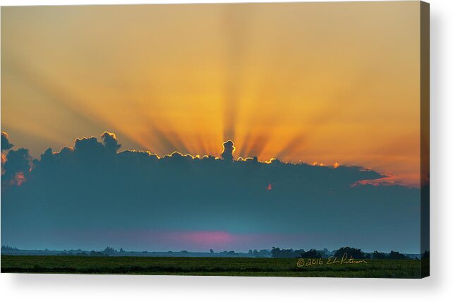 Sunrise Acrylic Print featuring the photograph Iowa Sun Rays by Ed Peterson