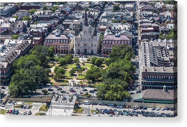 New Orleans Acrylic Print featuring the photograph Jackson Square by Helicopter by Gregory Daley MPSA