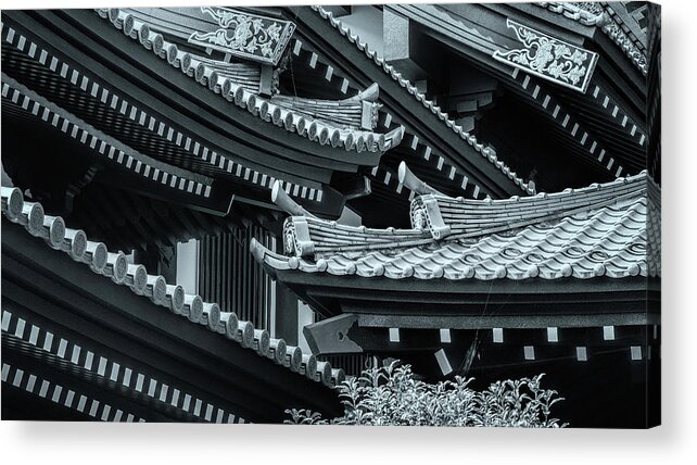 Traditonal Architecture Acrylic Print featuring the photograph Japanese temple roofs by Ponte Ryuurui