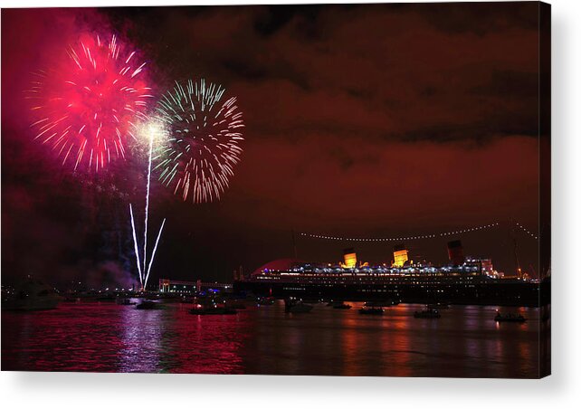Independence Day Acrylic Print featuring the photograph July 4th Fireworks - Long Beach California by Ram Vasudev