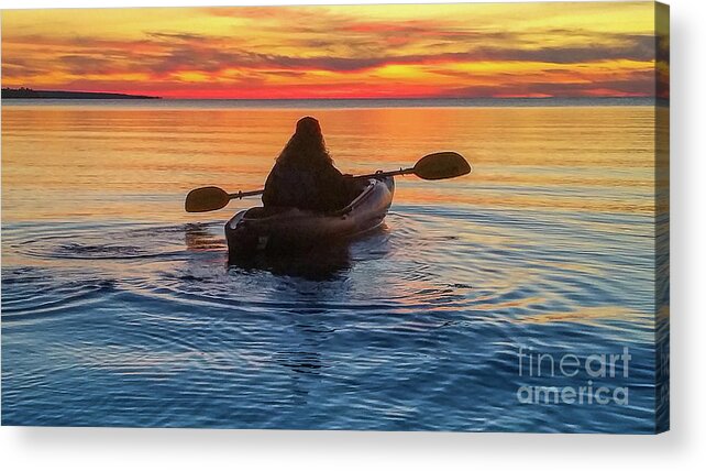 Kayaking Acrylic Print featuring the photograph Kayaking Into The Sunset -4422 by Norris Seward