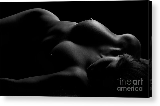 Bodyscape Acrylic Print featuring the photograph Lines of Light Black and White by David Naman
