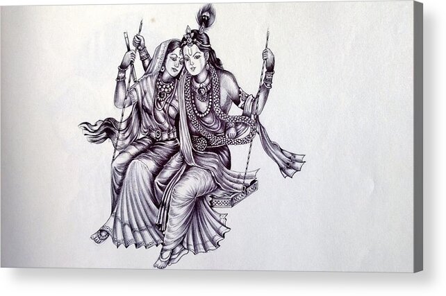Lord Krishna Sketch Art, Size: 11 Cm X 16 Cm