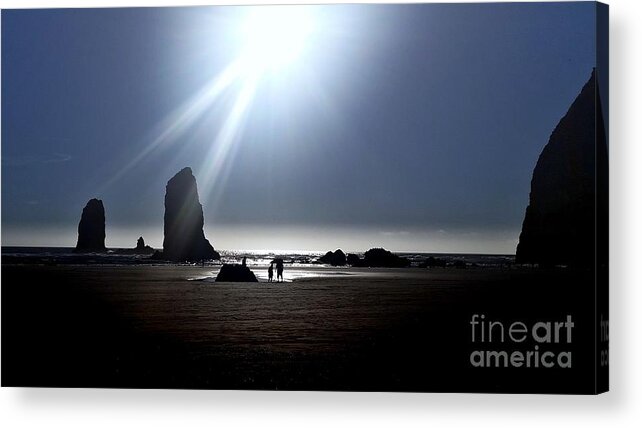 Cannon Beach-silhouettes-scenic-sunset-sunsets-solar Rays-light Beams-oregon-landscape-scenicsunsets-pacific Northwest Acrylic Print featuring the photograph Luminosity by Scott Cameron