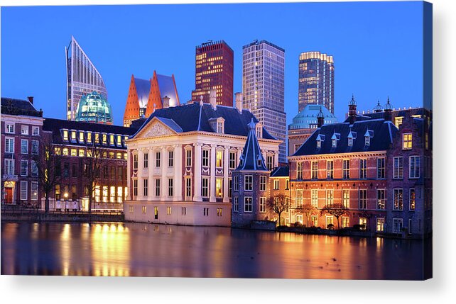 The Hague Acrylic Print featuring the photograph Mauritshuis Museum at Blue Hour by Barry O Carroll