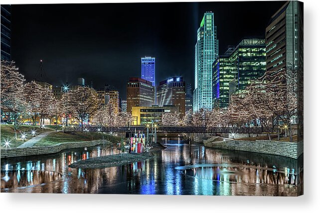 Omaha Acrylic Print featuring the photograph Merry Christmas Omaha by Susan Rissi Tregoning