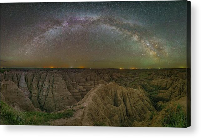 Milky Way Acrylic Print featuring the photograph Milky Way Over Panorama Point, Badlands National Park by Hal Mitzenmacher