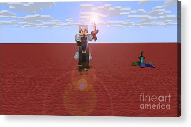 Minecraft Acrylic Print featuring the digital art Minecraft Knight by Brindha Naveen