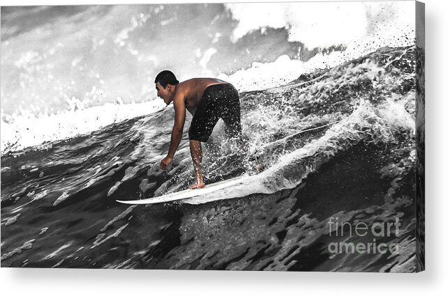 Beach Acrylic Print featuring the photograph Monochrome Surfin' by Eye Olating Images