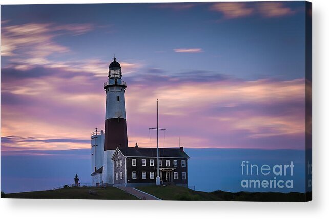 Montauk Acrylic Print featuring the photograph Montauk LighthousePastel Sunrise by Alissa Beth Photography