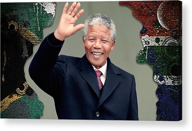 Nelson Mandela Paintings Acrylic Print featuring the mixed media Nelson Mandela by Marvin Blaine