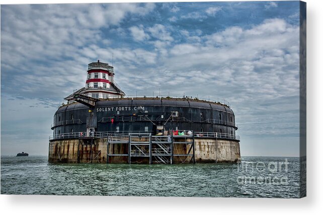 Solent Acrylic Print featuring the photograph No Mans Fort by Chris Thaxter