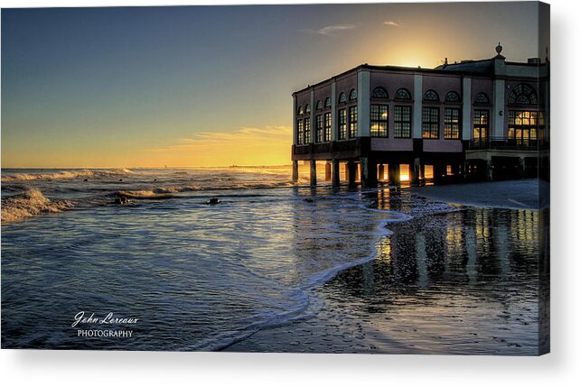 Pier Acrylic Print featuring the photograph OC Music Pier Sunset by John Loreaux