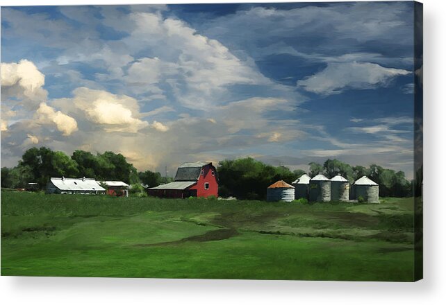 Red Acrylic Print featuring the painting Ohio Farm by Rick Mosher