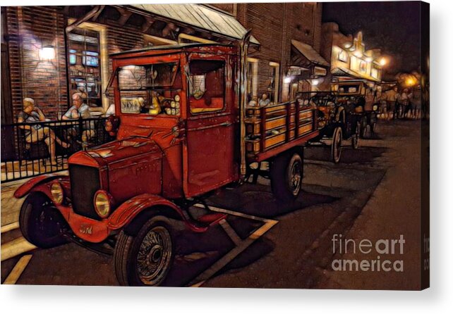 The Villages Acrylic Print featuring the photograph Ole Towne Happenings by Mary Lou Chmura