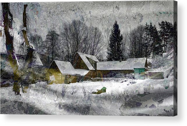 House Acrylic Print featuring the mixed media My Jurmala in Winter by Aleksandrs Drozdovs