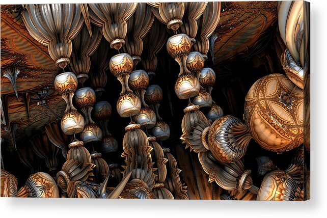 Mandelbulb Acrylic Print featuring the digital art Pawns by Hal Tenny