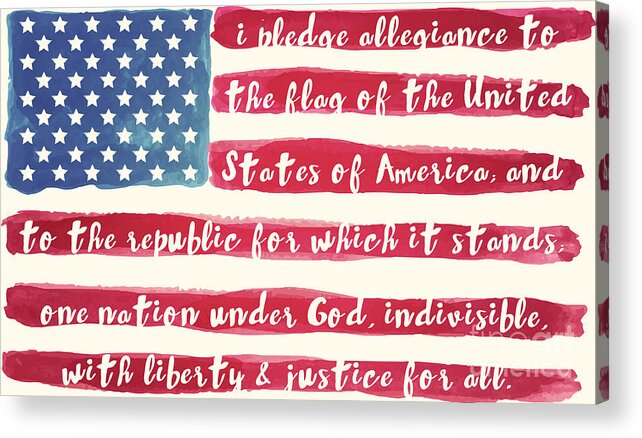 Pledge Of Allegiance Acrylic Print featuring the painting Pledge of Allegiance American Flag by Mindy Sommers