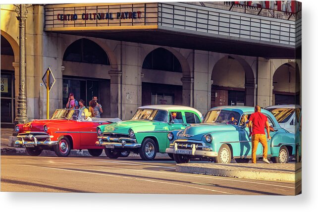 Joan Carroll Acrylic Print featuring the photograph Primary Color Classic Cars Havana Cuba by Joan Carroll