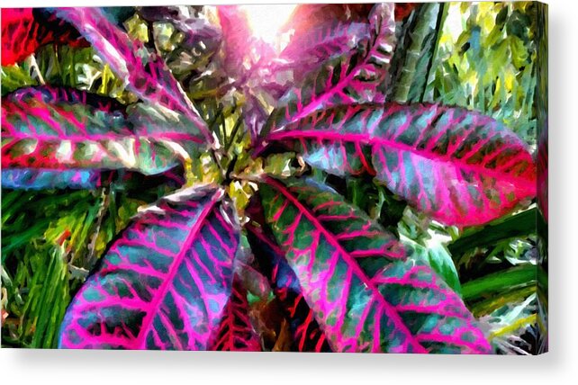 Flora Acrylic Print featuring the painting Purple Paradise by Lelia DeMello