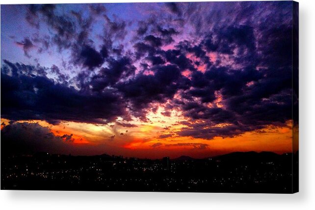 Sunset Acrylic Print featuring the photograph Purple sky by Faashie Sha