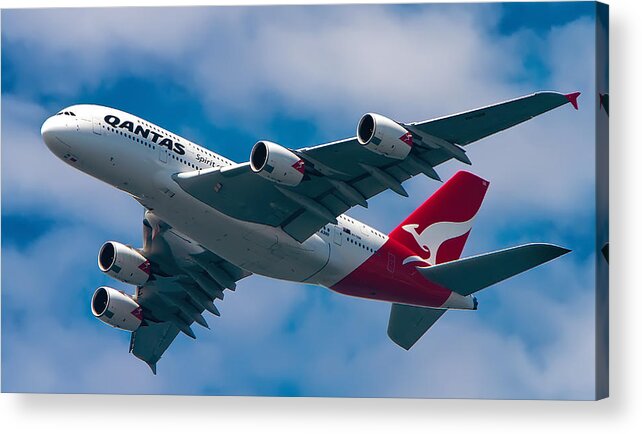 Qantas Acrylic Print featuring the photograph Qantas A380 by Mark Lucey