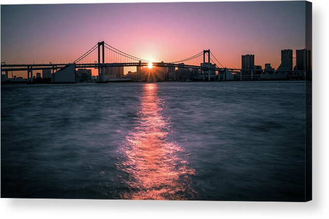 Architecture Acrylic Print featuring the photograph Rainbow Bridge - Tokyo, Japan - Travel photography by Giuseppe Milo