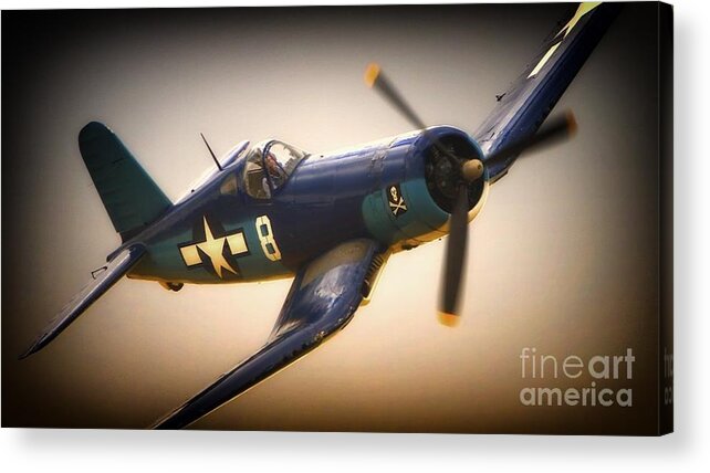 Transportation Acrylic Print featuring the photograph Redux for Clothing Vought F4u Corsair Jolly Roger No.8 by Gus McCrea
