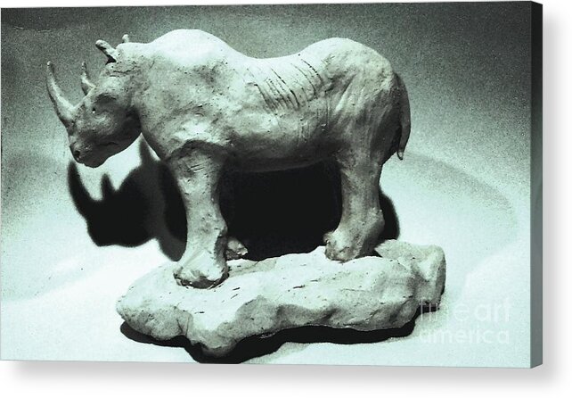 Sold Acrylic Print featuring the sculpture Rhino Sculpture by Stacy C Bottoms