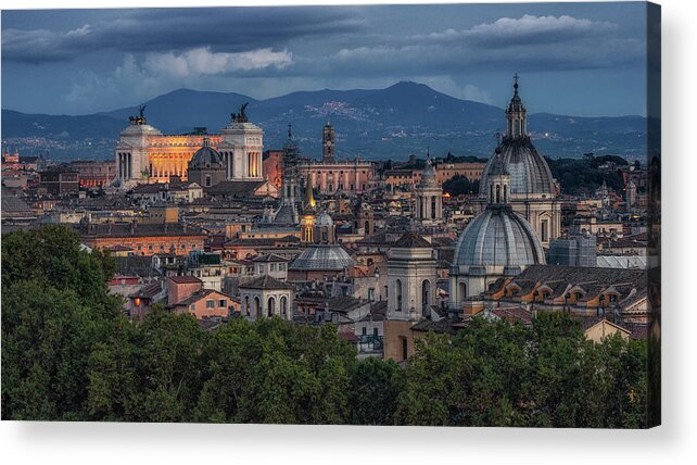 Il Vittoriano Acrylic Print featuring the photograph Rome Twilight by James Billings