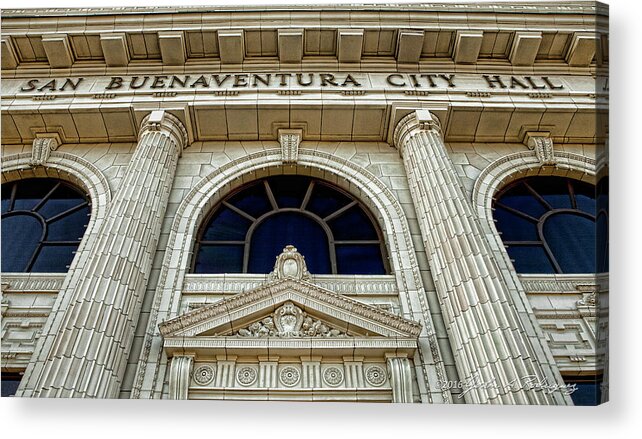 Architecture Acrylic Print featuring the photograph San Buenaventura City Hall by John A Rodriguez