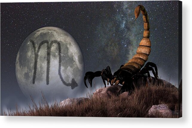 Scorpio Acrylic Print featuring the digital art Scorpio Zodiac Symbol by Daniel Eskridge