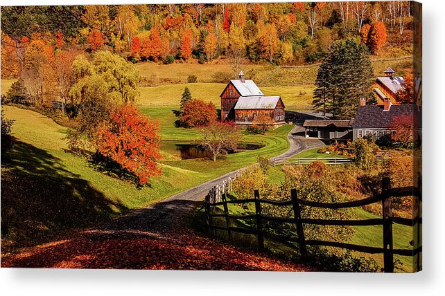 Autumn Foliage New England Acrylic Print featuring the photograph Sleepy Hollow - Pomfret Vermont-2 by Jeff Folger