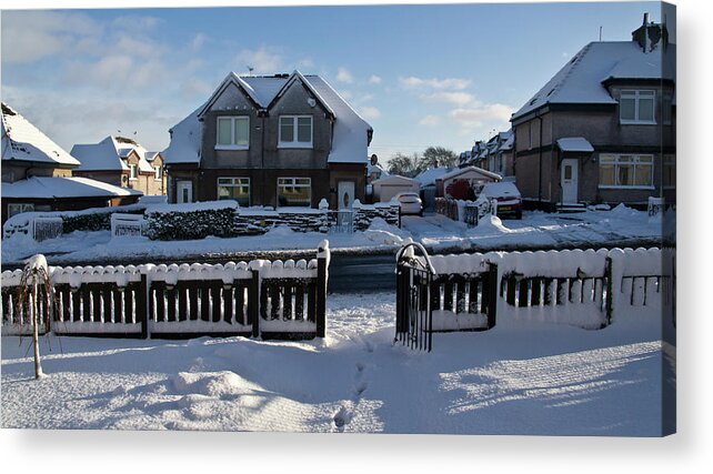Village Acrylic Print featuring the photograph Snow in a village by Elena Perelman