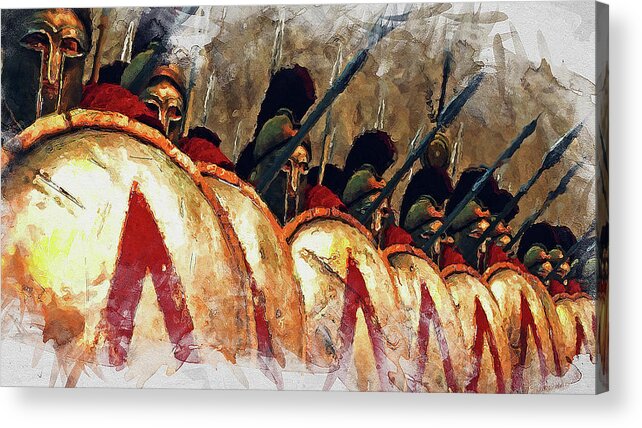 Spartan Warrior Acrylic Print featuring the painting Spartan Army at War - 16 by AM FineArtPrints