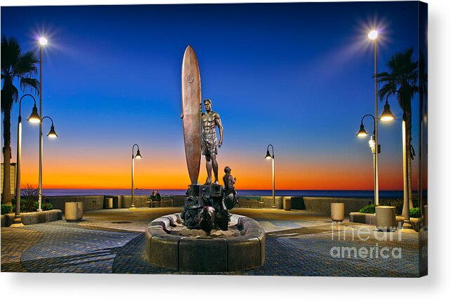 Imperial Beach Acrylic Print featuring the photograph Spirit of Imperial Beach Surfer Sculpture by Sam Antonio