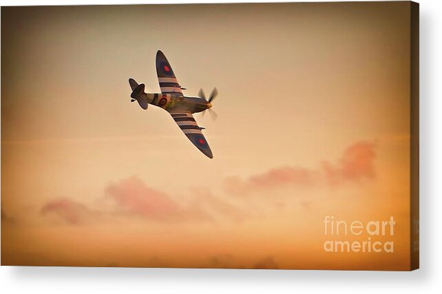 Fighter Plane Acrylic Print featuring the photograph Spitfire Sunset by Gus McCrea