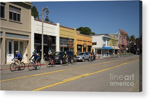 Wingsdomain Acrylic Print featuring the photograph Stores and Restaurants on Bridgeway Sausalito California DSC6033 by Wingsdomain Art and Photography