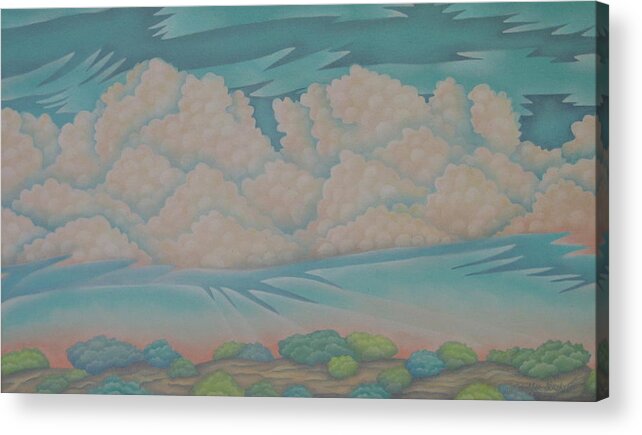Landscape Acrylic Print featuring the painting Summer Sunrise by Jeniffer Stapher-Thomas