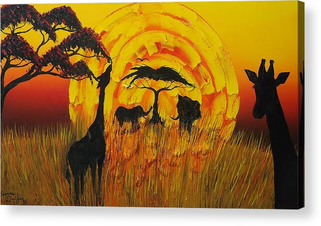 African Paintings Acrylic Print featuring the painting Sun Of Africa 8 by James Dunbar