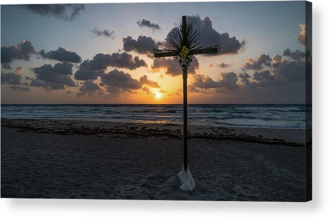 Florida Acrylic Print featuring the photograph Sunrise Easter Cross Delray Beach Florida by Lawrence S Richardson Jr