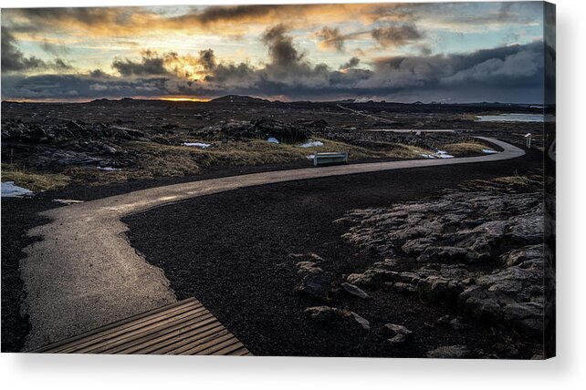 Black Acrylic Print featuring the photograph Sunrise in the Southern Peninsula - Sandvik, Iceland - Travel photography by Giuseppe Milo
