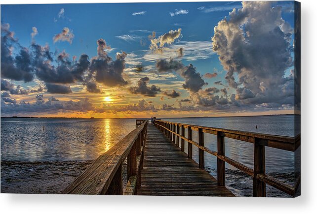Crystal Beach Acrylic Print featuring the photograph Sunset from the pier by Jane Luxton